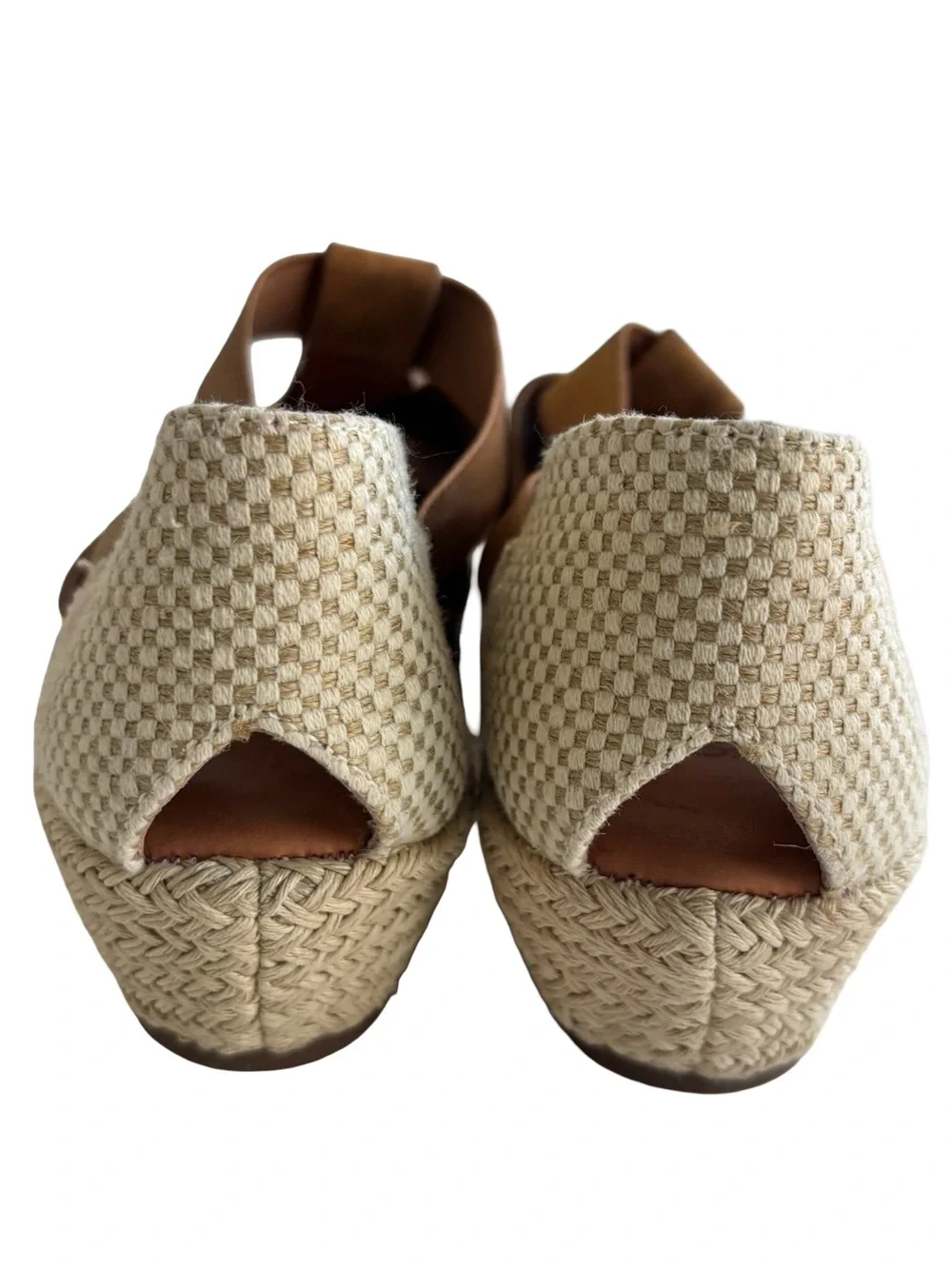 Gentle Souls Leopard Print Brown Peep-Toe Slingback Wedges Sz 8.5